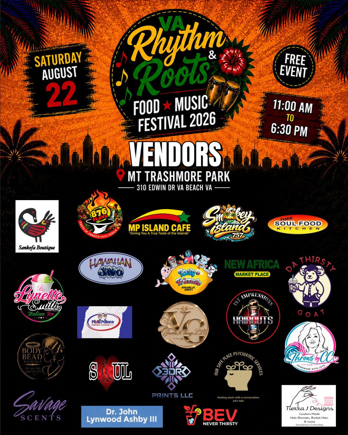 VA Rhythm & Roots Festival 2026 vendors flyer